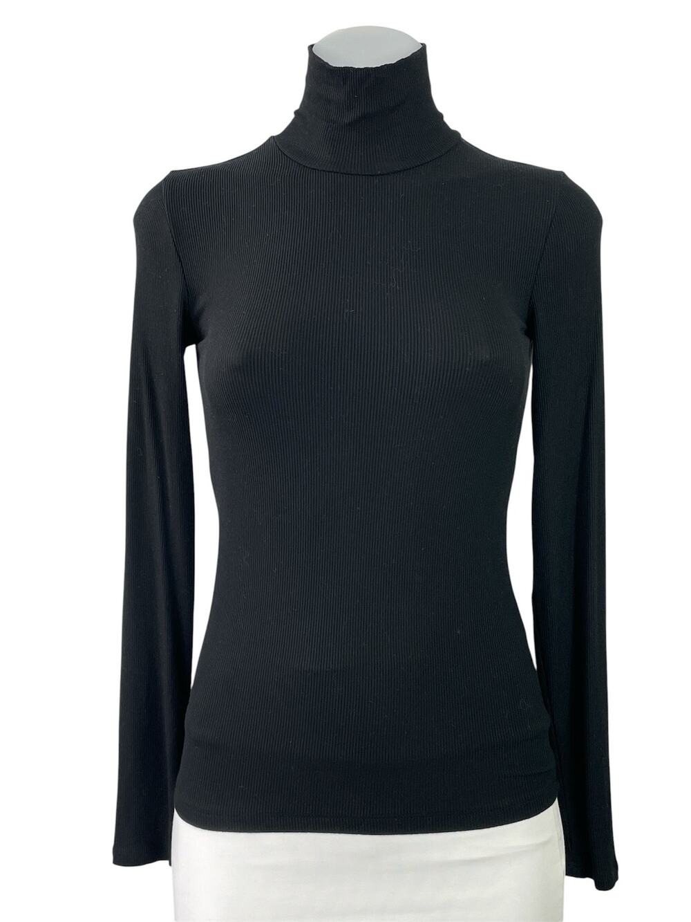 Aritzia Wilfred Women's Black Turtleneck Ribbed Knit Long Sleeve Sweater Top S